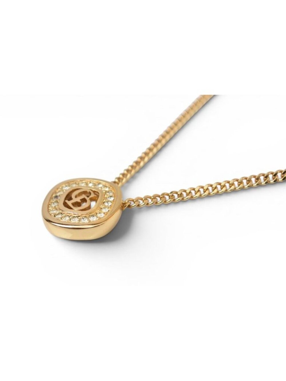Dior Necklace Vintage CD Logo Line Stone Gold - Picture 4 of 6